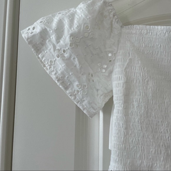 NWT LOFT Back Bow Smoked White Eyelet Top XS - Picture 7 of 8